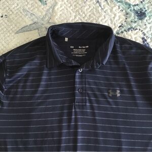 Under Armour Men's Dark Blue Striped Golf Polo XL